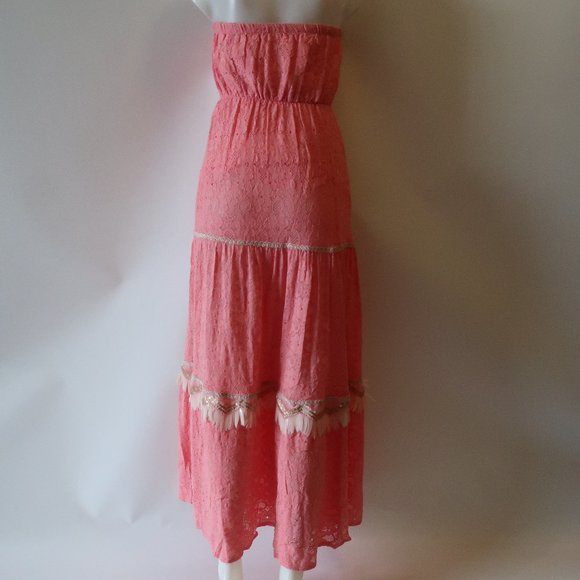 NWT PHO FIRENZE CORAL LACE SLEEVELES MAXI DRESS M* - Picture 7 of 11